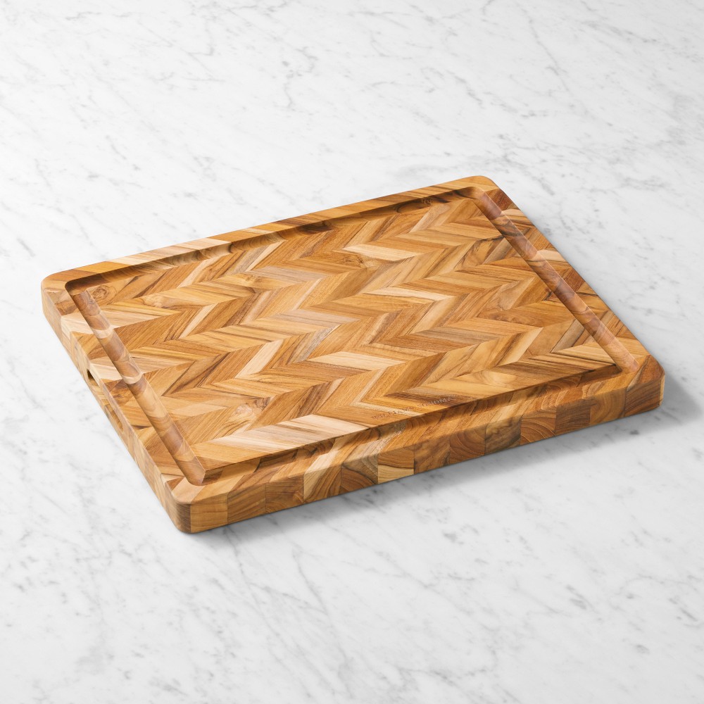 Williams Sonoma Herringbone Cutting & Carving Board, Teak 16"x20"
