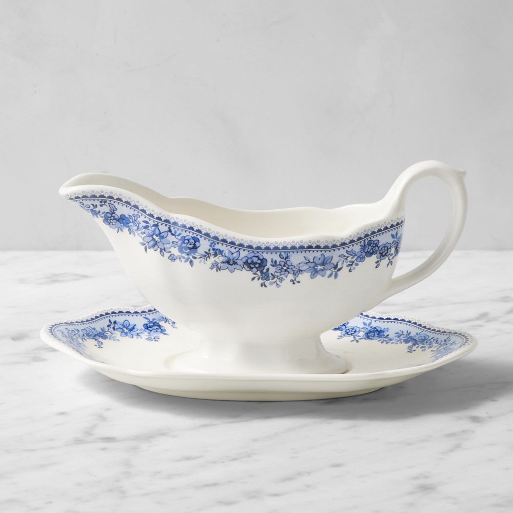 BLUE English Floral Gravy Boat