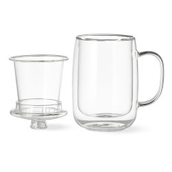 Double-Wall Glass Mug with Tea Strainer
