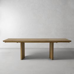 Knife Edge Extendable Rectangular Dining Table, Cerused Heritage Gray (96"-132")