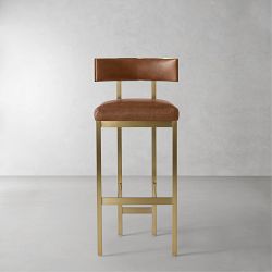 OPEN BOX: Emma Counter Stool, Standard, Milano Distressed Leather, Chestnut, Antique Brass