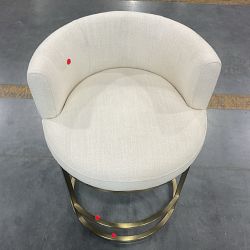 OPEN BOX: Verona Swivel Counter Stool, Performance Recycled Chunky Basketweave, Ivory, Antique Brass