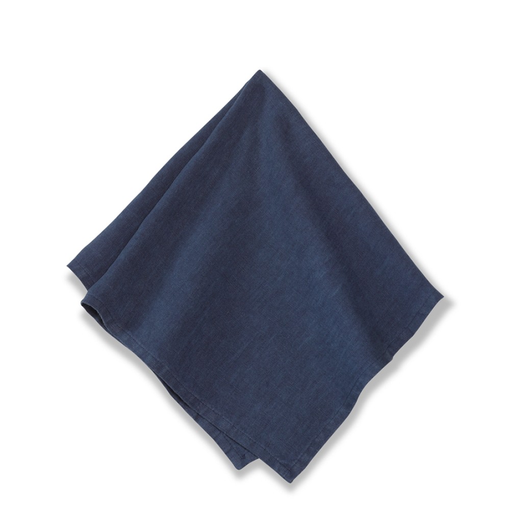 Italian Washed Linen Napkins - Navy