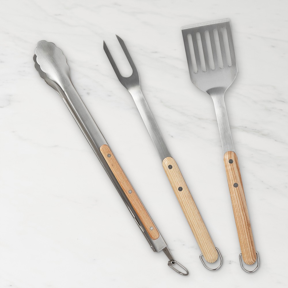 Williams Sonoma 3-Piece BBQ Set, Ashwood Handled - Set of 3