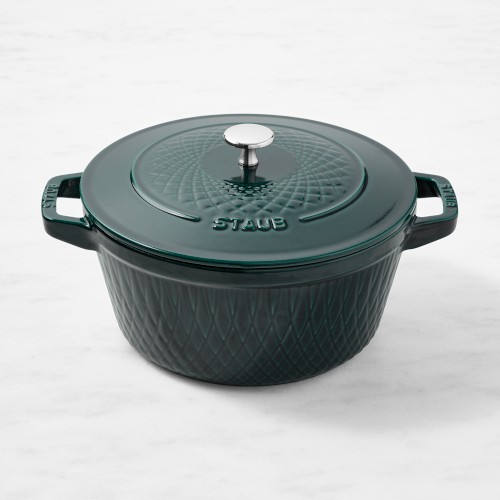 Staub Enameled Cast Iron Embossed Twist Dutch Oven, 4 1/4-Qt., La Mer