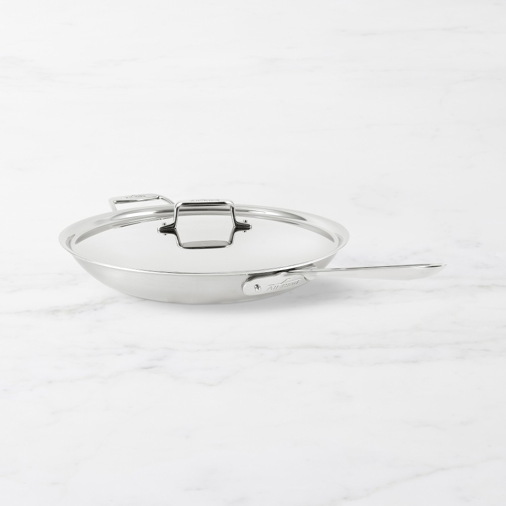 All-Clad D5® Brushed Stainless-Steel Fry Pan with Lid, 14" - 14"
