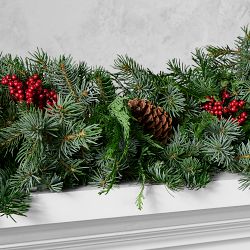 Holiday Berry &amp; Pine Live Wreath &amp; Garland
