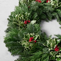 Variegated Holly &amp; Holiday Greenery Live Wreath &amp; Garland