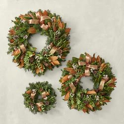 Copper Ribbon Live Wreath &amp; Garland