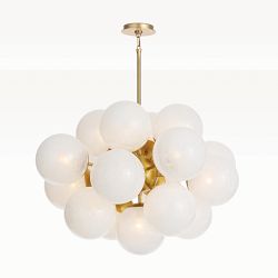 Shine Chandelier, Natural Brass, Swirl Glass