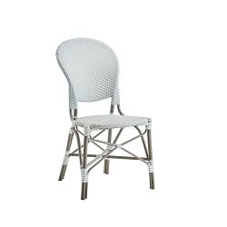 Manor Outdoor Side Chair,Rattan, Taupe Grey with White Dots
