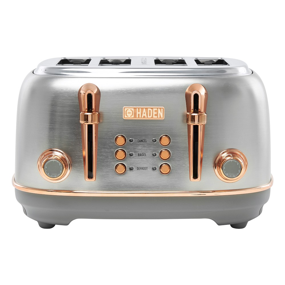 Haden Heritage 4-Slice Wide Slot Stainless Steel Toaster - Stainless-Steel & Copper