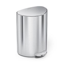 simplehuman™ 6L Semi Round Step Trash Can, Brushed Stainless Steel