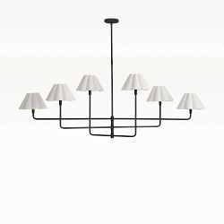 Polly Metal Chandelier, Blackended Brass, White Scalloped Shades