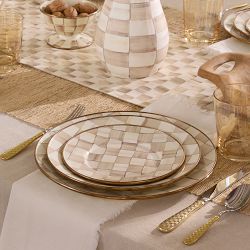 MacKenzie-Childs Mocha Check Dinner Plates, Set of 4
