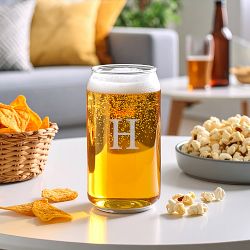 Monogrammed Beer Can Glasses, Set of 4