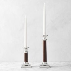 Winston Brown Leather Wrapped Taper Holder