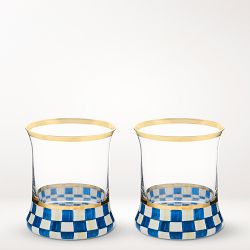 MacKenzie-Childs Royal Check Tumblers, 8-oz, Set of 2