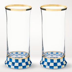 MacKenzie-Childs Royal Check Highball Glasses, Set of 2