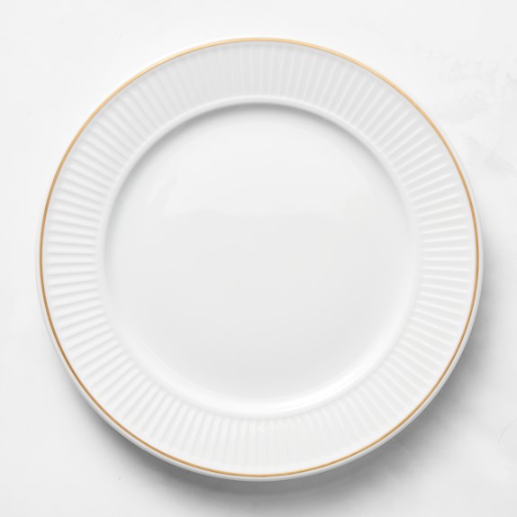 Pillivuyt Plisse Gold Porcelain Dinner Plates