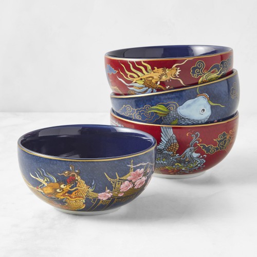 Lunar Rice Bowls, Set of 4, Mixed