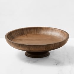 Williams Sonoma Walnut Pedestal Fruit Bowl