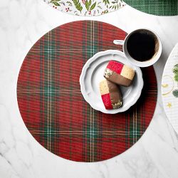 Chilewich Basketweave Round Tartan Placemats