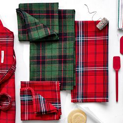 Green Tartan Towels, Set of 2