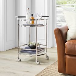 Truman Round Bar Cart, Polished Nickel (20&quot;)