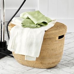 Hold Everything Rattan Oval Basket with Lid