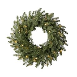 OPEN BOX: Balsam Hill Balsam Fir Pre-Lit Wreath, 26", Clear LED