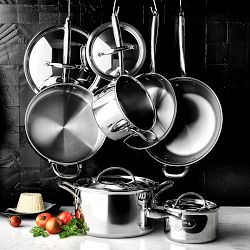 Williams Sonoma Signature Thermo-Clad&#8482; Stainless-Steel 10-Piece Cookware Set