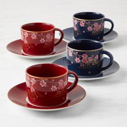 Lunar Cups and Saucers, Set of 4