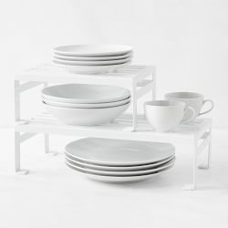 Hold Everything White Powder Coat Metal Shelf Riser Set, Set of 2