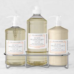 Williams Sonoma Sunny Orange Citrus Hand Soap & Lotion 4-Piece Kitchen Essentials Set, Classic