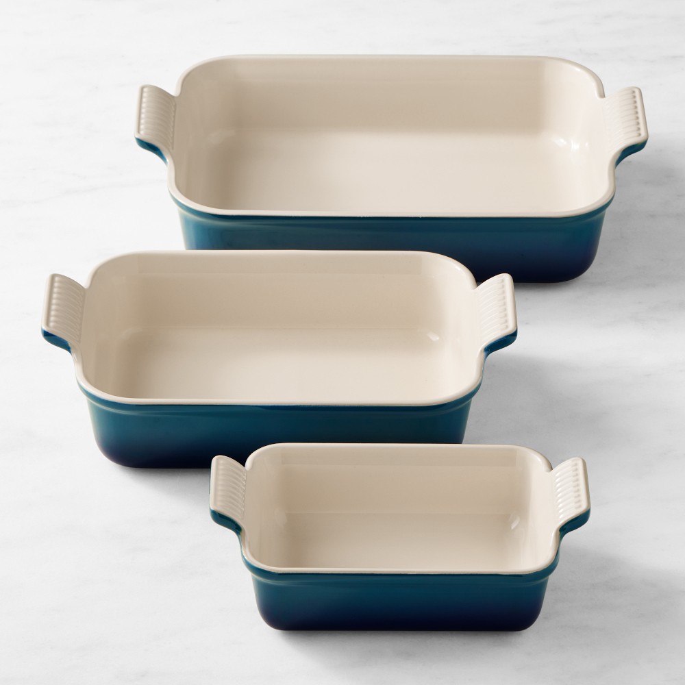 Le Creuset Heritage Open Rectangular Dishes, Set of 3 Color Agave