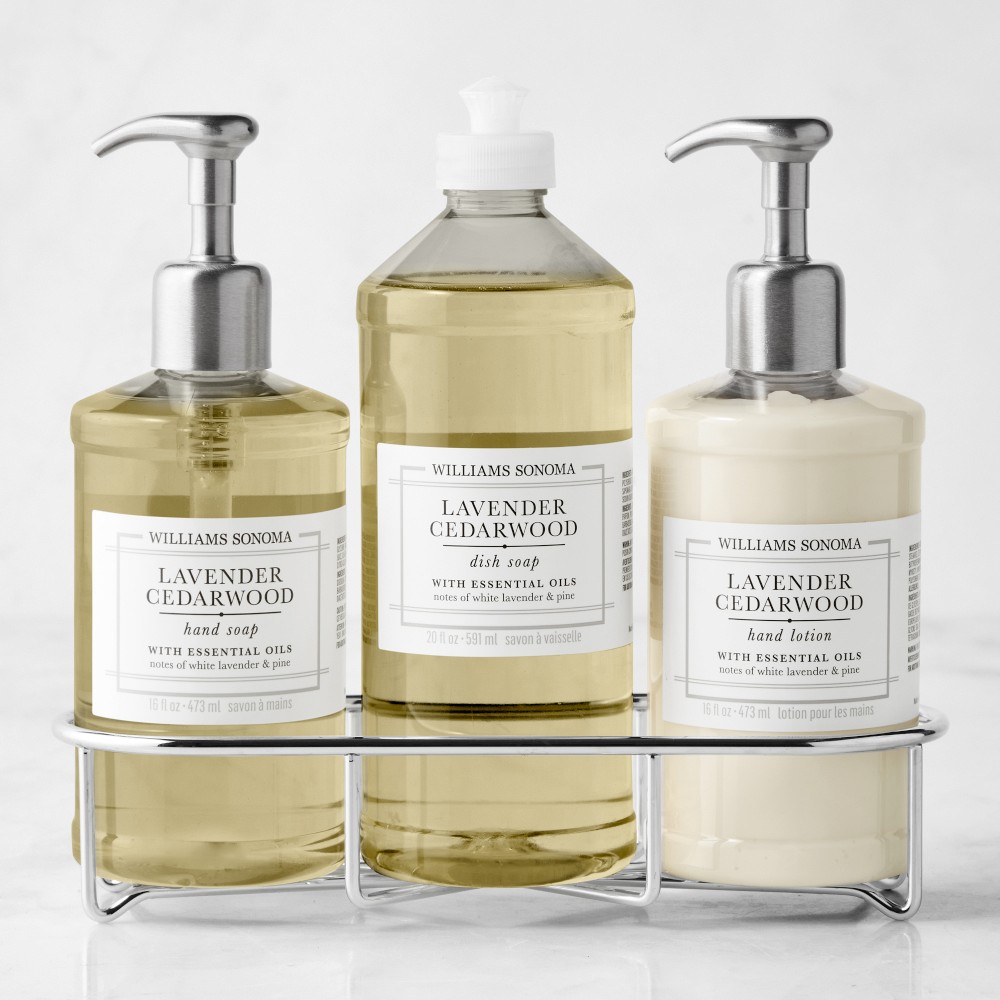 Williams Sonoma Lavender Cedarwood Hand Soap, Dish Soap & Lotion 4-Piece Kitchen Set - Deluxe, Matte White