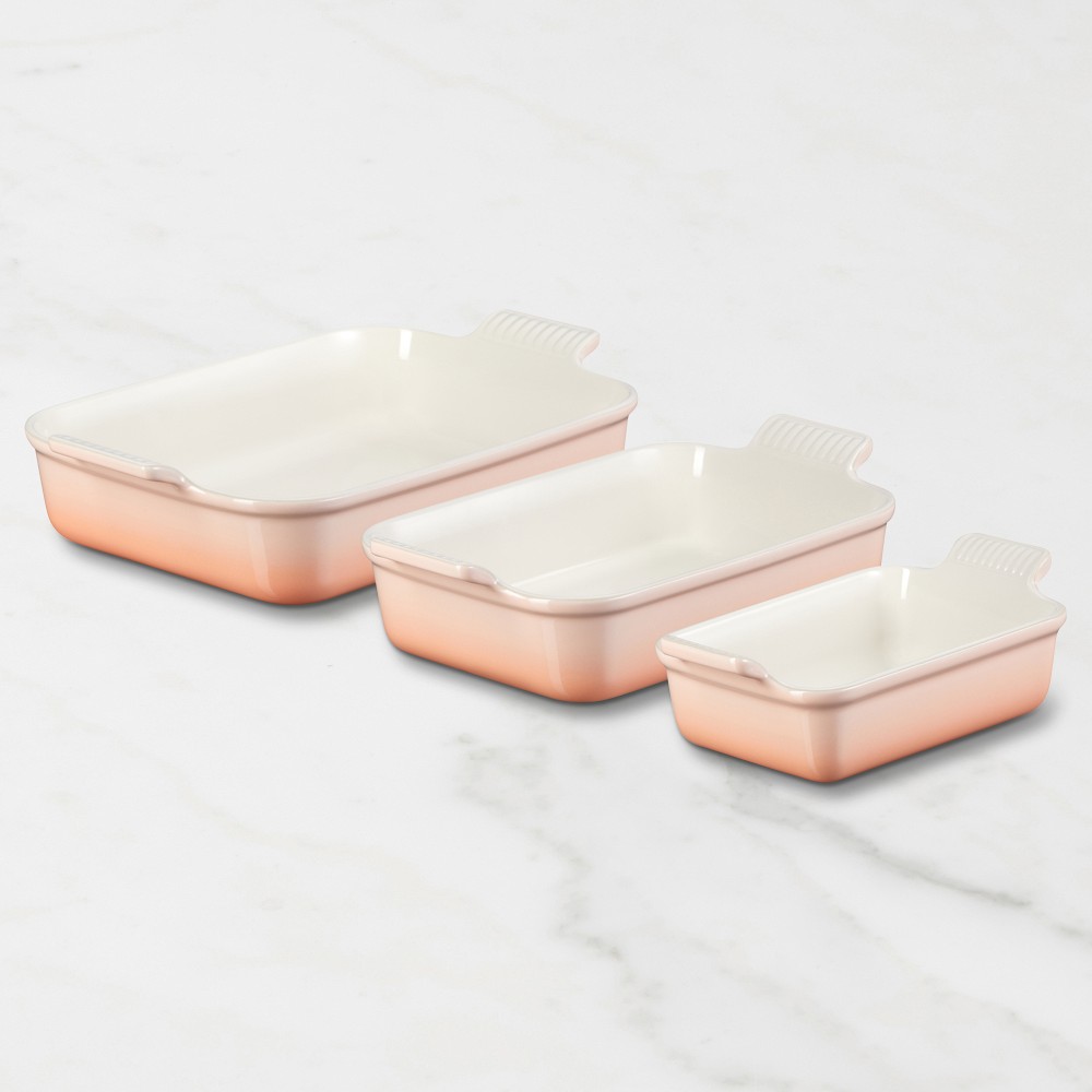 Le Creuset Heritage Open Rectangular Dishes, Set of 3 - Set of 3, Peche
