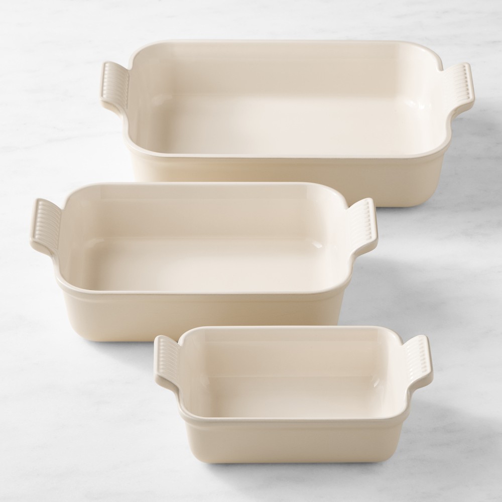 Le Creuset Heritage Open Rectangular Dishes, Set of 3, Brioche