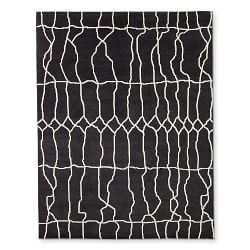 Moroccan Wave Hand Knotted Rug, Black