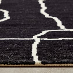Moroccan Wave Hand Knotted Rug, Black