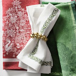 Leaf Garland Embroidered Napkins, Set of 4