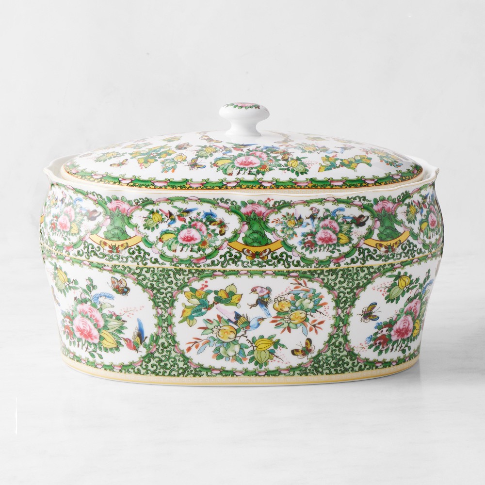 Famille Rose Ceramic Breadbox