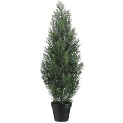 Faux Cedar Topiary in Plastic Pot, 36"