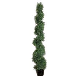 5' Spiral Faux Cedar Topiary in Plastic Pot