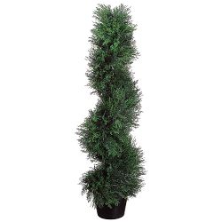 3' Spiral Faux Cedar Topiary in Plastic Pot