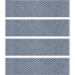 Waterhog Diamonds 8.5"x30" Stair Tread Mats, Set of 4, Bluestone