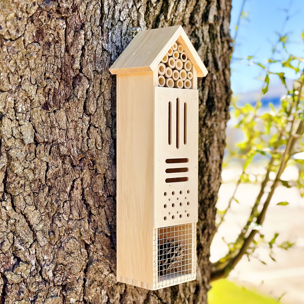 Pollination Palace 5 Compartment Wooden House for Bees, Butterflies, Ladybugs, & Insects - Butterflies, Ladybugs & Insects, 5 Compartment