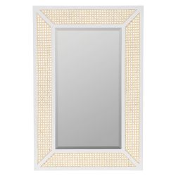 Freya Wall Mirror: Cane With White Wood