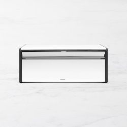 Brabantia Fall Front Bread Box, Brilliant Steel & Matte Black Sides